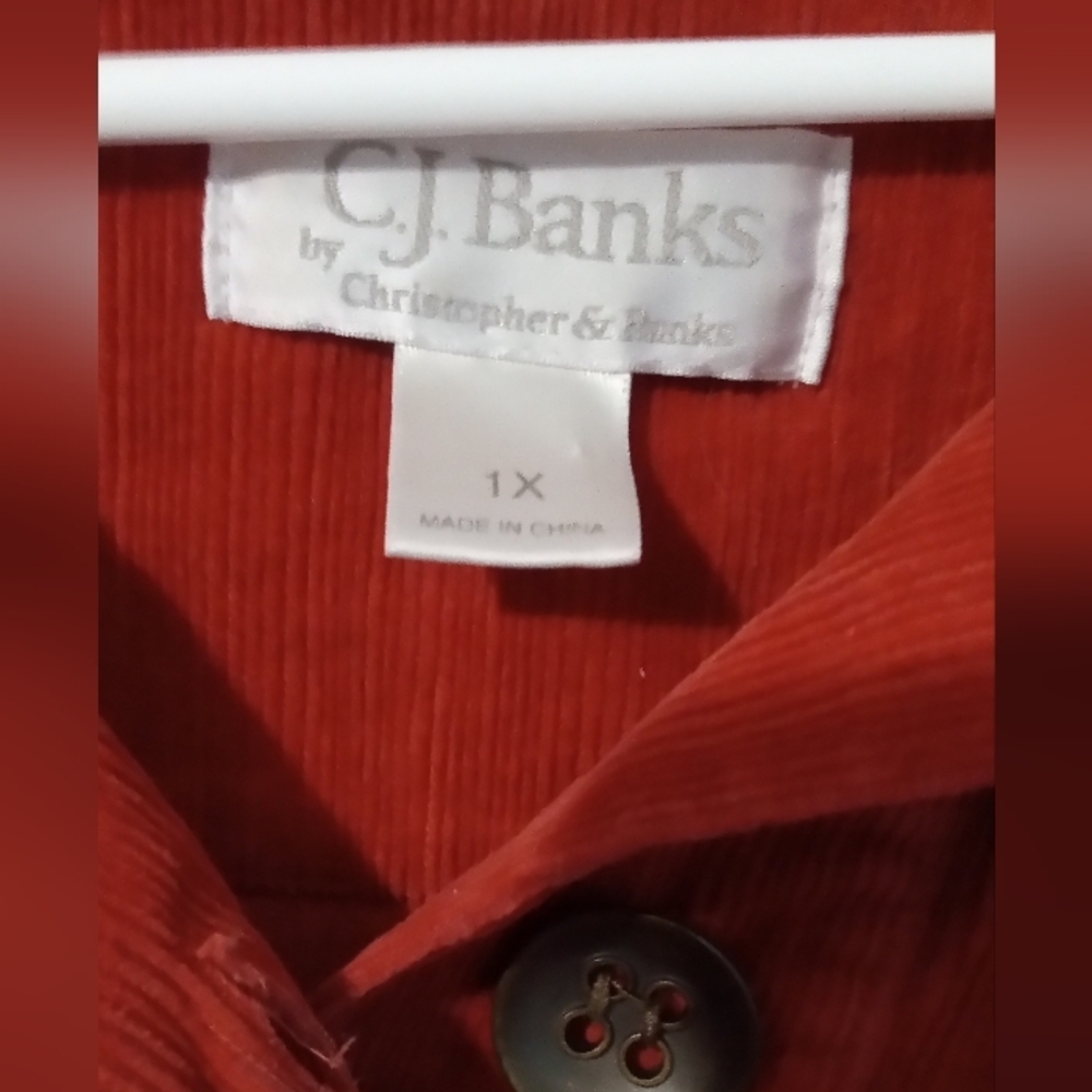 Christopher & Banks Red Corduroy Shirt - Picture 2 of 4